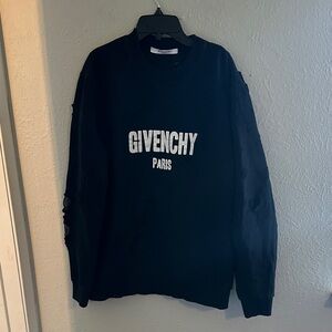 Givenchy Black Crewneck with White Logo Text